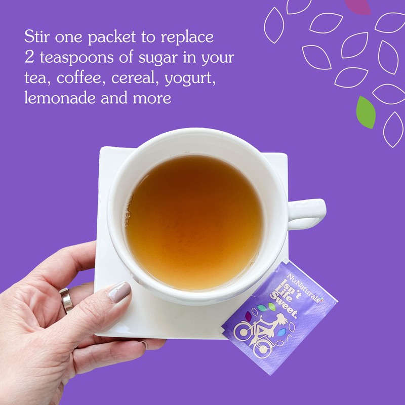 NuNaturals White Stevia Powder Packets, Single-Serve, Zero Calorie Sugar Substitute,