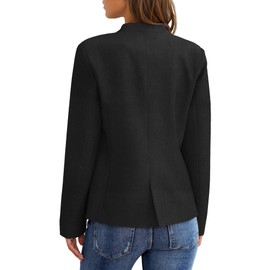 GRAPENT Women's Black Business Casual Pockets Work Office Button Back Slit Long Sleeves Blazer Lightweight Jacket Suit Size X-Large US 16-18
