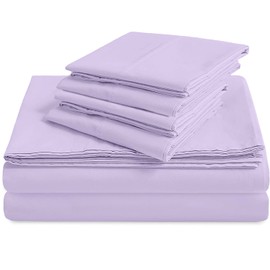 Mr Pandaa 100% Giza Egyptian Cotton Dreams Sheet Set, Long-Staple Cotton, 6 PC Giza-Bed-My-Sheets-&-Pillowcases, Sateen Weave Soft Silky Feel, Fits Mattress Upto 15'' Deep - Lilac-Full