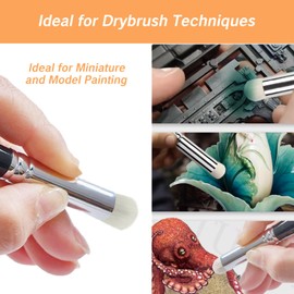 YAFIYGI 3 Pcs Drybrush Set for Miniature Painting Dome Stencil Paintbrushes for Miniatures Wool Dry Brush Paint Set Texture Acrylic Paint Brushes for Tabletop Model Detailing Art Projects