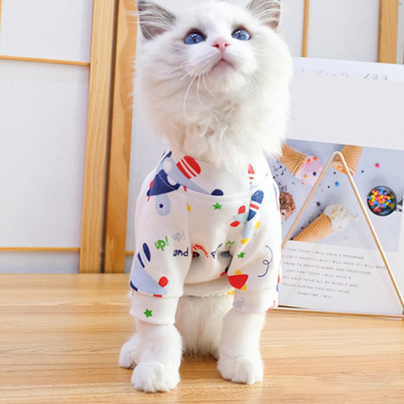 Cat Jumpsuit Cute Soft Breathable Lightweight Reduce Lost Hair Cotton