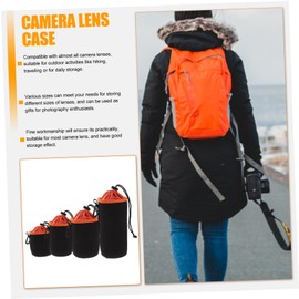 TEHAUX 4Pcs Camera Lens Pouch Set Durable Drawstring Storage Bags for Lens Protection Moisture Dust Resistant for Photography
