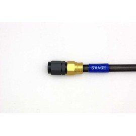 SWAGE LINE GAKB-1010M-0450 Easy Order Brake Hose General Purpose Hose Straight Fitting Aluminum (Gold/Black) Black Smoke Hose 17.7 inches (450 mm)