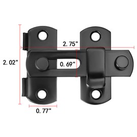 Wocoe 5-Pack Black Stainless Steel Barn Door Latches, 2.75"x2.02", for Barn Gates/Bi-Fold Doors/Sliding Doors/Wine Cabinets.