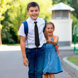 WKRTDY Pre-Tied Kids Tie Kids Boys Tie with Clip Adjustable & Pre Tied Black Formal Tie for School Uniforms - Perfect for Birthdays, 1 Piece, black