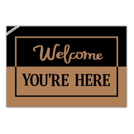 FLUNACO Welcome Door Mat You're Here Doormat Funny Doormat for Bathroom Kitchen Front Porch Rugs Entrance Mat 23.6" x 15.7"