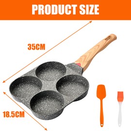 WEGREAT 4 Hole Fried Egg Pan Induction Pancake Pan: Pancake Pan Non-Stick Fried Egg Pan Diameter 21 cm Aluminium Fried Egg Pan for Fried Egg Burger Omelette for Induction and Gas Stoves