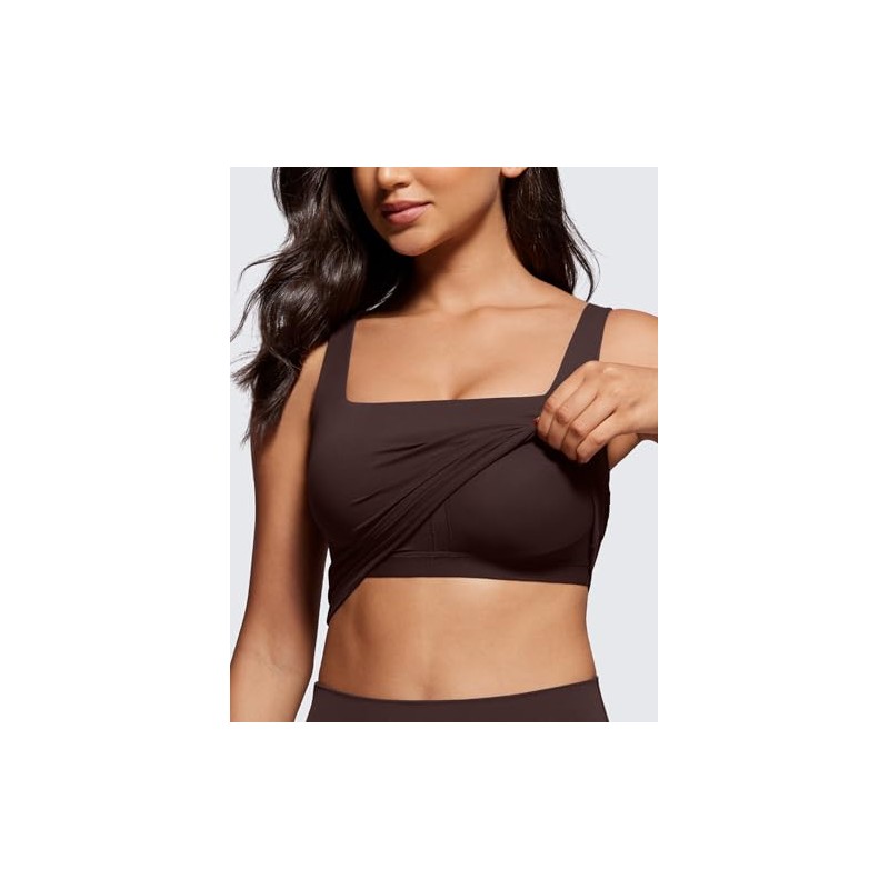 CRZ YOGA Butterluxe Womens Square Neck Longline Sports Bra -