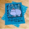 Handmade Hippopotamus for Christmas Front/Back Cover Set 4 use w