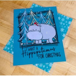 Handmade Hippopotamus for Christmas Front/Back Cover Set 4 use w Erin Condren Planner