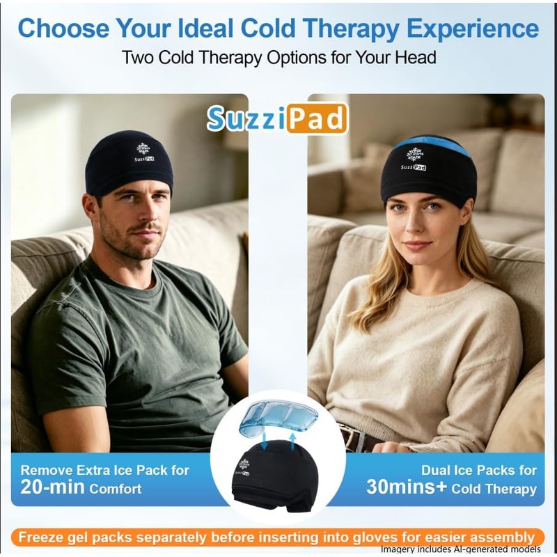 SuzziPad 30-Minute Detachable Cold Therapy Cap for Chemo & Migraine