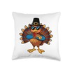 Turkey Pilgrim Costume Thanksgiving Day Funny Boys Girls Throw Pillow