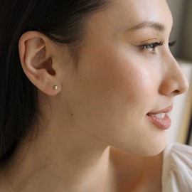 HONEYCAT Tiny Circle Stud Earrings in 18k Rose Gold Plate | Minimalist, Delicate Jewelry (Rose Gold)