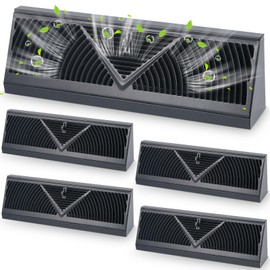 Yaocom 4 Pcs Baseboard Register Vent 18 Inch Duct Opening Size Baseboard Vent Covers Baseboard Diffuser Adjustable Corner Baseboard Return Air Grille for Home Floor Wall Air Flow Control(Black)