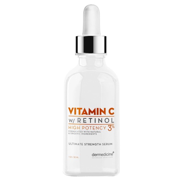 Vitamin C High Potency 3% Retinol Blend | Anti-Aging Serum for Face | Professional Grade Quality | Helps Reduce Appearance of Fine Lines & Wrinkles, Brightens and Improves Appearance of Skin Tone