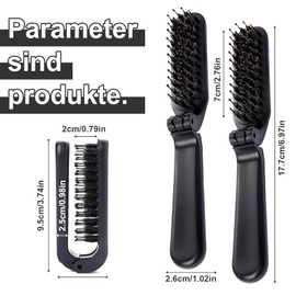 2 Pack Portable Foldable Travel Hair Brush Send a Velvet Bag, Bristle Hair Comb, Pocket Hair Brush, Anti-Static Hair Brush, Portable Hair Styling Tool for Women and Men