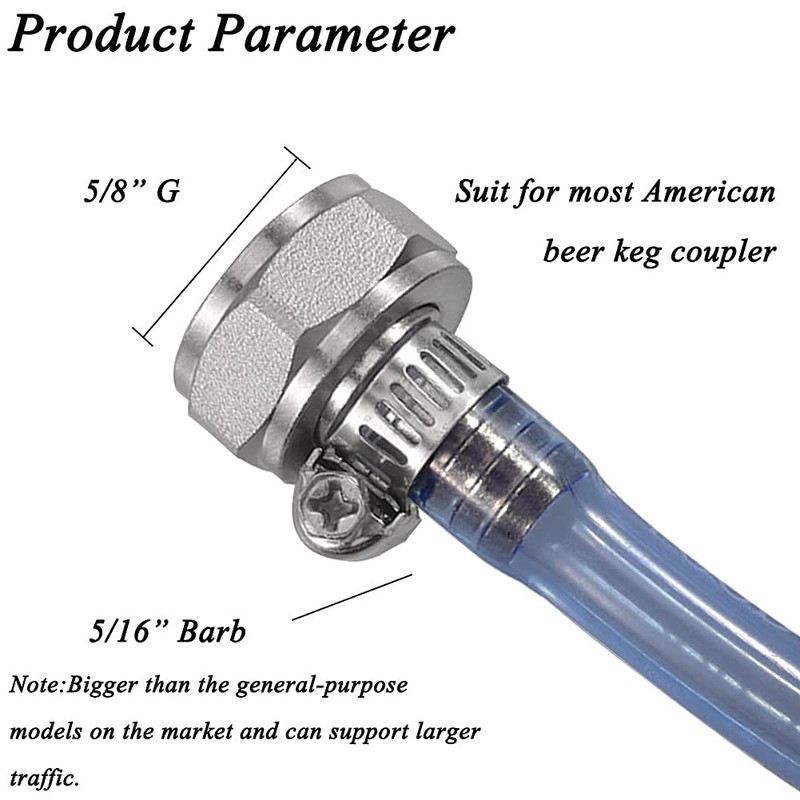 PERA Home Brewing Beer Line with Hex Nut Adapter, Beer
