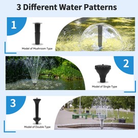 KioGro 1320GPH/100W Large Water Fountain Pump, Pond Pump Fountain Kits for Outdoor, Pond Equipment with 3 Nozzle Options, Adjustable Water Flow, IPX8 waterproof, Black