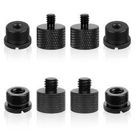 AIEX 8pcs Micro Thread Adapter, Mic Stand Adapter Thread Adapter, 5/8 Female to 3/8 Male, 3/8 Female to 5/8 Male, 5/8 Female to 1/4 Male and 1/4 Female to 5/8 Male (Black)