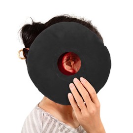 UKTYUAS 9" Piercing Pillow,O-Shaped Pillow With Ear Holes,Doughnut Pillow For Ear Piercing,Ear Piercing Pillow For Side Sleepers,Relieve Ear Pain, Ear Inflammation(Black)