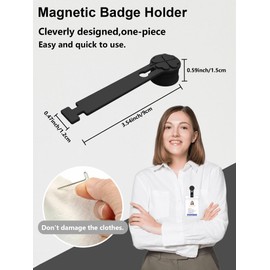 10 Pack Magnetic Name Tag Badge Holder Lucky Four-Leaf Clover Design with Vertical Black ID Card Holder for Conventions, Exhibitors, Events (10 Set, Black)