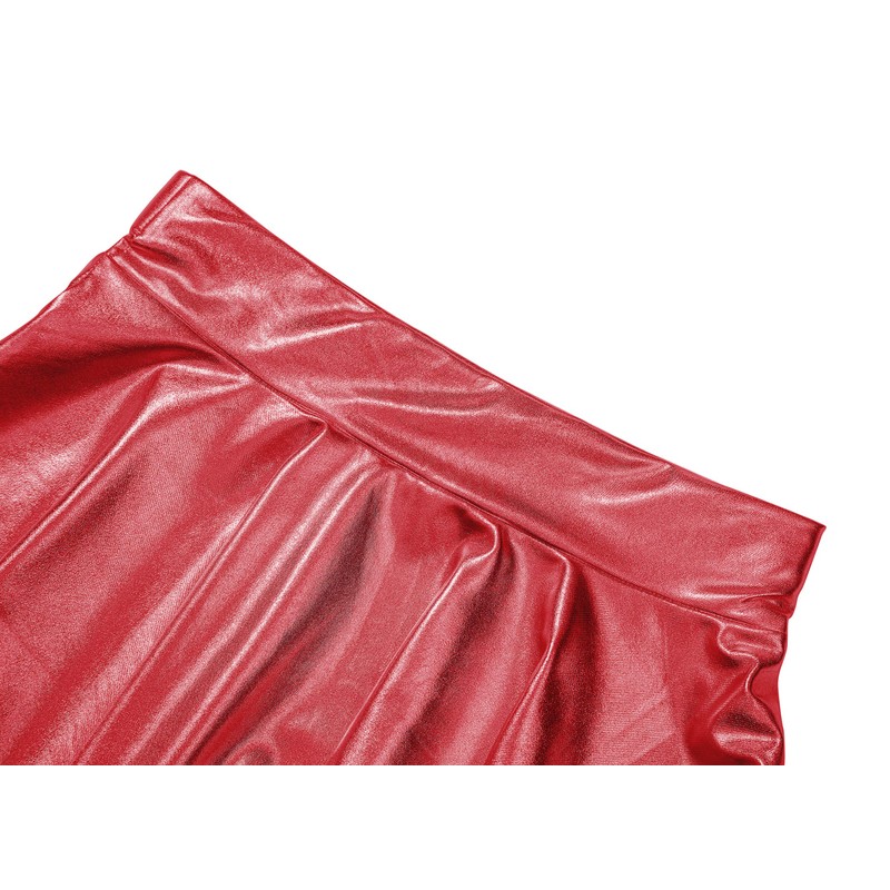 EXCHIC - Minifalda elástica para Mujer con Aspecto húmedo metálico