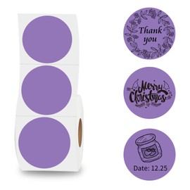 Thermal Labels,2 Inch Purple Round Thermal Printer Stickers,Self-Adhesive Round Direct Thermal Labels,Thermal Stickers for DIY Logo Design,Name Tag (500/Roll