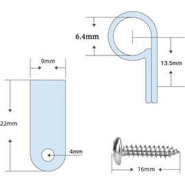 100pcs R Type Cable Clamp Cable Clip Wire Clamp Nylon R Shape Cord Clip with Screws (White, Diameter 6.4mm)