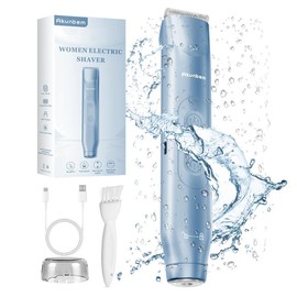 Akunbem Bikini Trimmer for Women,  Electric Shaver and Razor Rechargeable 2-in-1 Body and Facial Hair Removal Double Head for Painless Trimming of Pubic Face Underarm Legs, IPX7 Waterproof,Blue