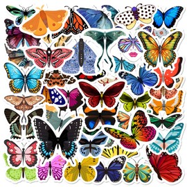 50Pcs Assorted Butterfly Stickers - Waterproof Vinyl Decals for Journals, Water Bottles, Laptops, Kindle - Versatile Decorative Stickers for Crafts & Rewards