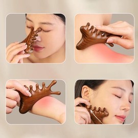 다기능 경락 목재 마사지 헤드 건강 빗 구아샤 포인트 샌달우드 대형 와이드 톱니 [03 N1] Multifunctional Meridian Wood Massage Head Health Comb Gua Sha Point Sandalwood Large Wide Teeth [03 N1]