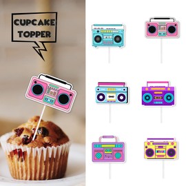 S-Cp-0273Ice Cream Fruit Dessert Cupcake Topper Colorful Glitter Happy Birthday Sensory Pop Game Theme Decor Supplies Baby Shower Boys Girls Birthday Party Decorations