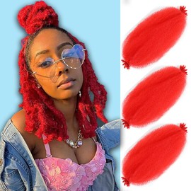 Afro Twist Hair Pre Separated Springy Twist Hair Pre stretched Wrapping Hair for Soft Locs Marley Twist Braiding Hair Kinky Twist Hair Extensions (12 Inch (Pack of 3),RED#)