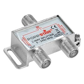 Poppstar Satellite Splitter Switch 2-Way (Analogue/Digital/BK/Unicable/HD/4K Suitable) for TV, Satellite, TV, Radio, LNB