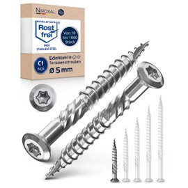 Torx Stainless Steel Patio Screw, Cutting Groove, Oval Head and Shank Ribs, All Screw Lengths, Many Quantities, Partially Threaded Wood Screw, Patio