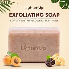 LIGHTEN UP| Jabón Exfoliante | Limpiador facial aclarante blanqueador | Con Albaricoque Glicerina y Aceite de Coco | para el Cuidado de la Piel con Ingredientes Naturales | 7oz 200gr