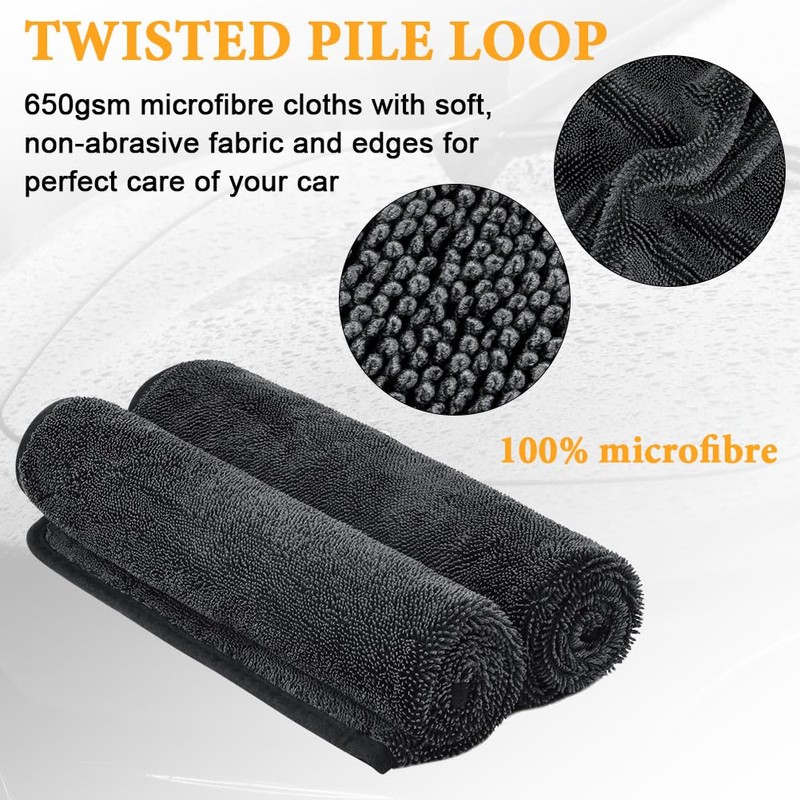 URAQT Microfibre Car Drying Cloth, 40 x 40 cm Microfibre