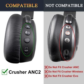SOULWIT Ersatz Ohrpolster für Skullcandy Crusher ANC2 (Nicht für Crusher ANC geeignet) Over-Ear Noise Cancelling kabellose Kopfhörer, Ohrpolster mit weicherem Leder, Geräuschisolierendem Schaumstoff