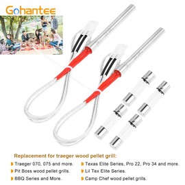 2 Sets Grill Hot Rod Ignitor Kit with 4 Pieces Fuses Replacement for Traeger Wood Pellet Grills Replacement for Pit Boss Pellet Grills for Somkers BBQ Pro Parts