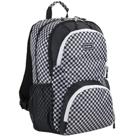 FUEL Travel Commuter Laptop Daypack Large Bag Backpack, Fits 17.5" Laptop, Interior Tech Sleeve, Black/White Checkered Plaid