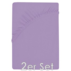 NatureMark Set of 2 Children's Jersey Fitted Sheets, 100% Cotton, for Cot and Cot 70 x 140 cm, Lilac/Lavender