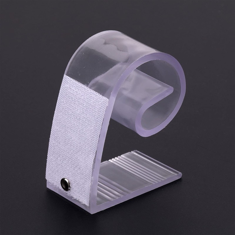 WedDecor Plastic Tablecloth Clips with Hook & Loop Strips, Transparent