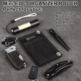 Kosibate EDC Pouch, EDC Organizer, Mini Tool Pouch for Knife/Flashlight/Tactical Pen/Card-Men's Slim Pocket Organizer for Daily Carry (Black)