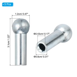PATIKIL Cable Ball Stopper, 5pcs Gym Machine Accessories for 6mm Cable Fitness Equipment Wire Rope Port Joint Replacement Parts for Home Gym Machine, Silver
