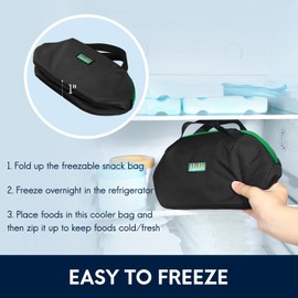 Haimont Freezable Snack Lunch Bag Reusable Freezer Mini Lunch Cooler, Small Insulated Bag Foldable for Work Travel Picnic, Black