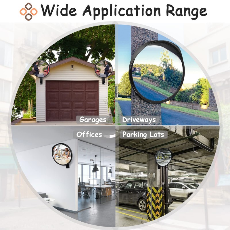 Hydencamm Convex Safety Mirror 𝟮𝟰" 𝗔𝗿𝗰𝘆𝗹𝗶𝗰 𝗗𝗿𝗶𝘃𝗲𝘄𝗮𝘆 𝗠𝗶𝗿𝗿𝗼𝗿, Outdoor Security