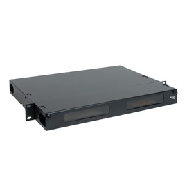 ICC 1U Fiber Optic Rack Mount Enclosure with Staggered Mounting Slots - 4 Slots for ICC Adapter Panels or Cassettes (Sold Separately), Supports up to 96 Fibers, Fits 19-Inch Racks, ICFORE41RM