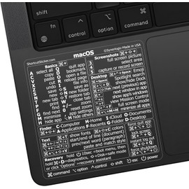 Synerlogic (10pcs) Mac OS Shortcuts Sticker | Mac Keyboard Stickers for macOS | No-Residue Laminated Vinyl MacBook Stickers for Laptop | Mac Shortcut Sticker 2025 (Clear/White/10pk)