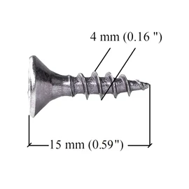 M4 Wood Screws Zinc Plated Long 0.5 inch (0.16" x 0.59") 4.0 x 15mm Box of 250pcs