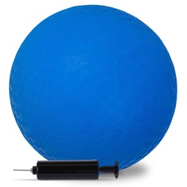 LovesTown Playground Ball with Air Pump, 8.5inch Inflatable Dodge Ball Handball Rubber Kickball No Sting Balls for Kids Ball Games Gym Camps Yoga Exercises Indoor Outdoor Blue